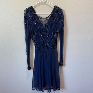 Vintage Eletra Casadei Navy Beaded Dress